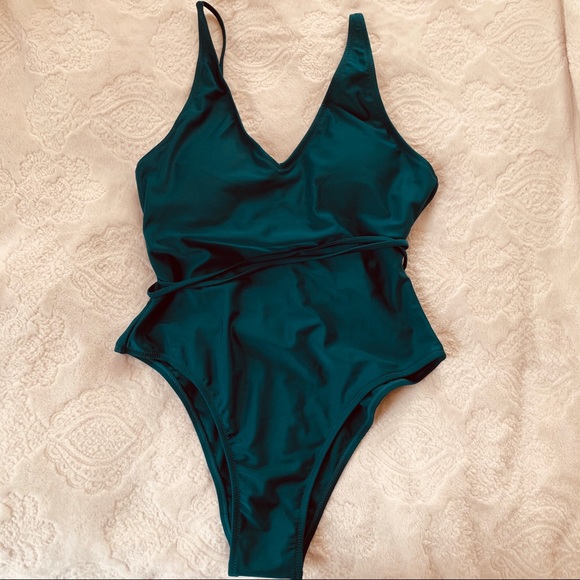 SHEIN Lace Up High Leg One Piece Swimsuit - Picture 2 of 3